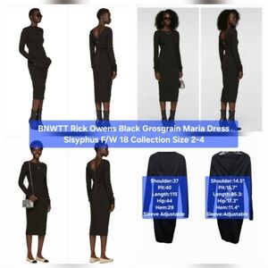 BNWTT Rick Owens Black Grosgrain Maria Dress Sisyphus F/W 18 Collection Size 2-4